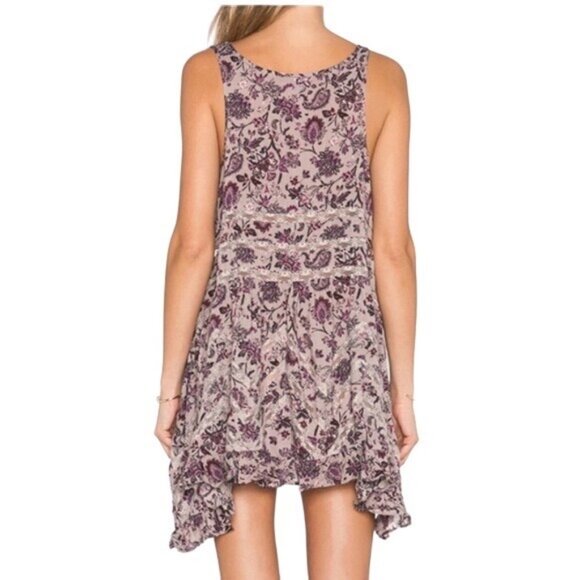 Free People Purple Floral Voile & Lace Trapeze Slip Dress | Boho Grunge Fairy M - Picture 8 of 16
